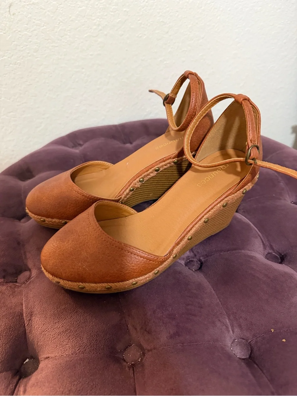 Maurices Brown Ankle-Strap Espadrille Wedges